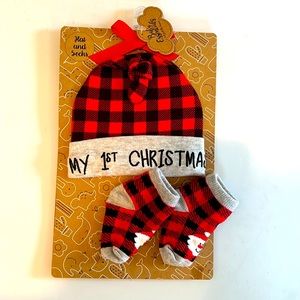 First Christmas hat and socks 0-6 months